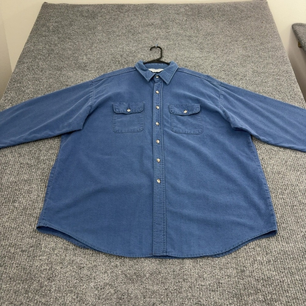 Vintage Five Brother Shirt Mens 2XL Blue Cotton Flannel Workwear Made in USA